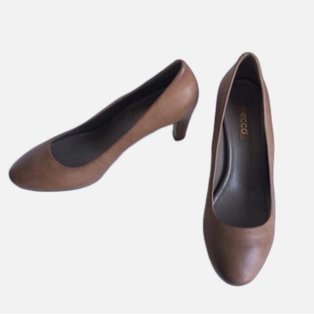 Ecco Leather Pump Round Toe High Heel Light Brown.EU 40/US 9/9.5 - Picture 13 of 13